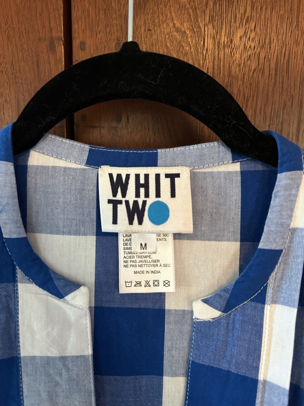 Anthropologie Whit Two Gingham Tiered Midi Dress Blue White - Picture 6 of 6